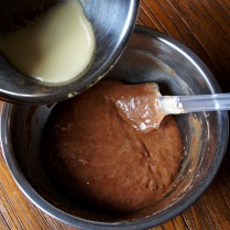 Add butter mixture to cake mixture