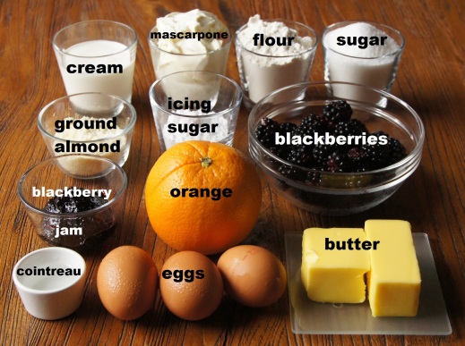 Ingredients: Blackberry and Orange Mascarpone Cake